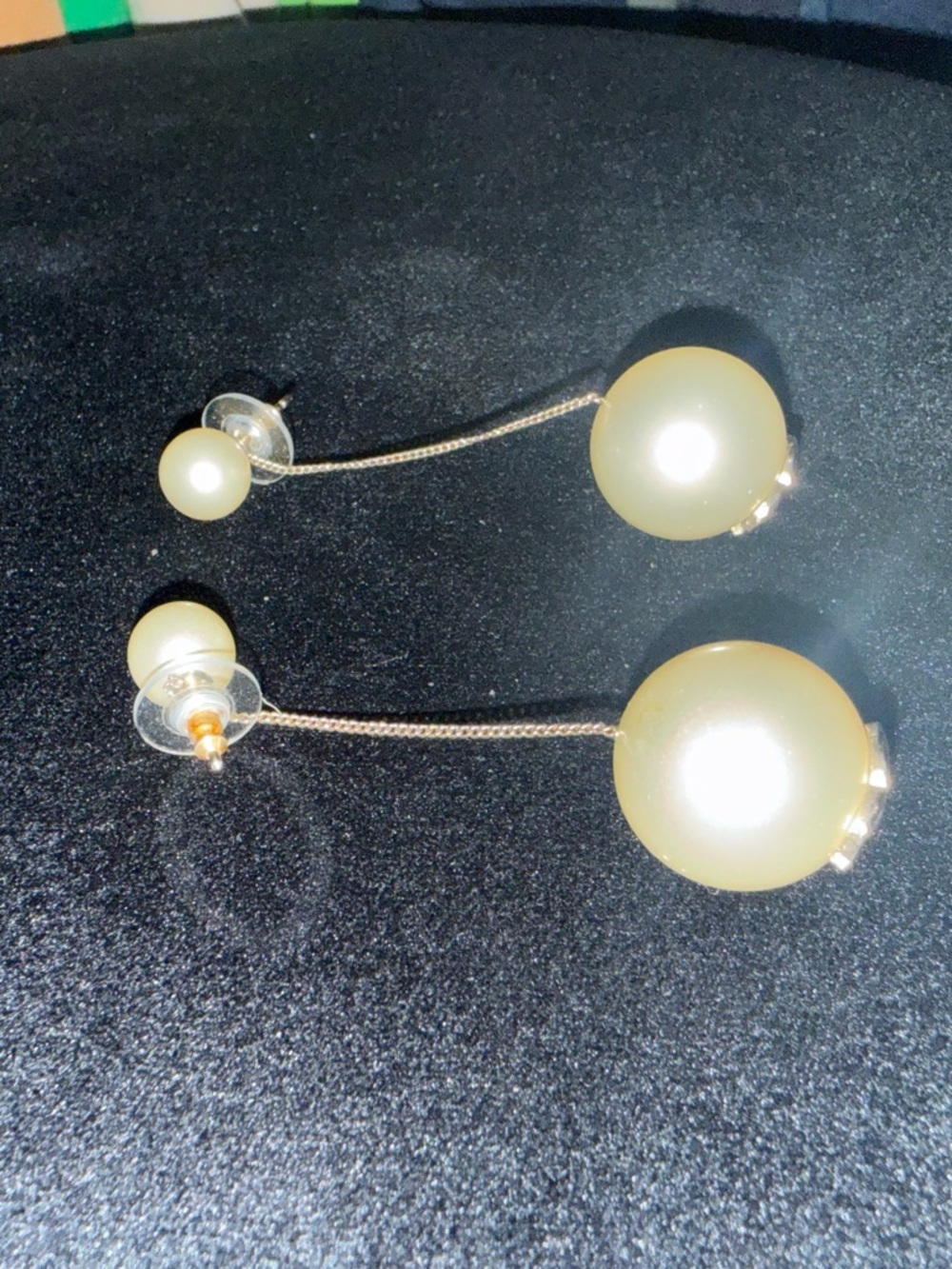 Elegant Double-Sided Pearl Drop Earrings - Cream